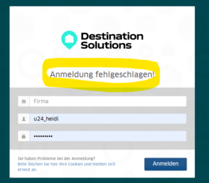 login Fehler, Passwort oder User falsch